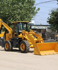 Backhoe Loader Set For Landscaping This Beast Mode Compact Tractor Excavator Combo Brings Two Point One Meter Digging Depth With Multi Attachments And Flexible Configurations Ready For Any Job Site on pavement