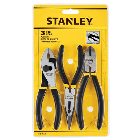 Three Piece Pliers Set For Diy And Pro Jobs, Multi Color Hand Tools Kit With Heavy Duty Steel Construction in packaging.