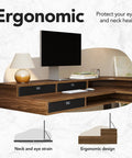 Ergonomic design of the Top Shelf Badass Corner Electric Standing Desk With Spacious Storage Drawers And Clean Power Strip Tray.