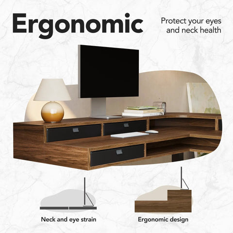 Ergonomic design of the Top Shelf Badass Corner Electric Standing Desk With Spacious Storage Drawers And Clean Power Strip Tray.