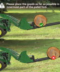 Heavy Duty 2000Lbs Clamp On Pallet Forks For Tractor Loader And Skid Steer Quick Attach With Adjustable Stabilizer Bar usage diagram