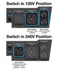 Close-up of receptacles on Beast 6600 Watt Portable Generator For Home Backup With Remote Start CO Sensor Auto Choke 120/240V