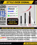 Premium Anodized Carbon Fiber 50 Cal Bullet Antenna For Ford F150 F250 Truck showcases various antenna sizes for optimal radio reception.