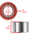 Front Left And Right Wheel Hub With Bearings And Complete Hardware Kit For Polaris Ranger 700 showing bearing dimensions 2.5" and 1.35".
