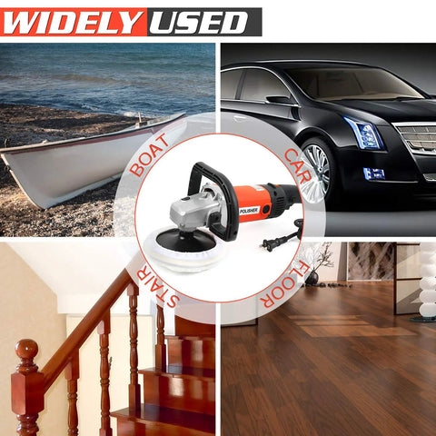 7 Inch Variable Speed Polisher Pro With 12 Amp Motor And 1200 Watt Output, 6 Speed Settings for boats, cars, floors, stairs