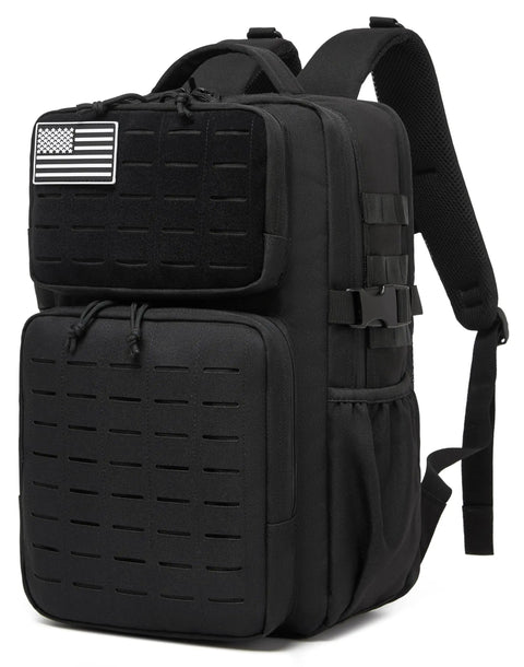 Rugged Waterproof Tactical Daypack For Men With MOLLE Webbing Laser Cut Design Water Bottle Holder And Quick Access Pockets