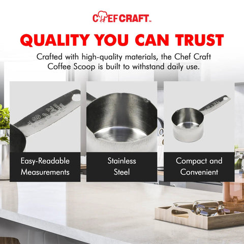 Stainless Steel Coffee Measurer Scoop 2 Tbsp Four Inch Tool For Perfect Brew Every Time Durable Travel Friendly Slim Handle Fits In Your Bag Or Drawer Easy Read Markings For Everyday Coffee Lovers