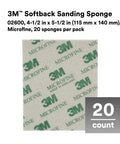 Close-up of Softback Sanding Sponge 4.5 x 5.5 Inches, 20 Pack, Microfine Grit with 3M logo and Microfine label.