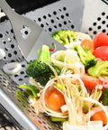 Stainless Steel Grill Basket For Indoor And Outdoor Use Large 12 By 12 By 2 Inch Veggie And Kabob Grilling Basket Heavy Duty