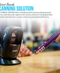Hands Free 1D 2D Barcode Scanner With USB Cable And Microfiber Cleaning Cloth High Performance Imaging shown scanning a product
