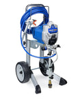 Heavy Duty Cart Paint Sprayer With Full Control Flow And RAC IV Switchtip For Thick Coatings, 110V airless sprayer kit on wheeled frame.
