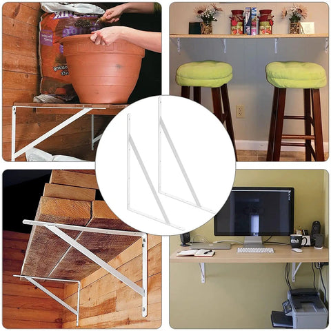 Heavy Duty 16 Inch White Shelf Brackets 10 Pack Wall Mounted Triangle Shelving Brackets With 90 Degree Corner Support For Floating Shelves Includes Mounting Screws And Anchors For Easy Home Installation