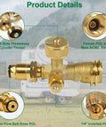 RV Propane Kit With 4 Port Brass Tee, Plug And Play; multiple brass thread types, suitable for motorhomes and camping use.