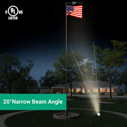 22W Outdoor LED Flag Pole Spotlight With 20 Degree Beam, Waterproof Ground Landscape Lighting, 2832LM 3000K Warm White, Perfect For Flags, Walls, Trees And Palm Foliage, 120V UL Listed, 2 Pack