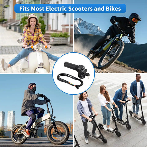 Full Twist Ebike Throttle Grip With 2 Keys Universal 3 Pin Speed Controller For Q20 Electric Bike And Scooter Plug And Play Easy Install Smooth Acceleration