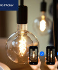 Oversized Vintage Dimmable LED Edison Bulb with Smoke Glass Globe 7W 2700K Soft White 300 Lumen E26 Medium Base CRI90 glowing