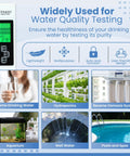 4 In 1 TDS Meter Digital Water Tester With EC And Temperature Readout 0 To 9990 Parts Per Million in use for various water testing.
