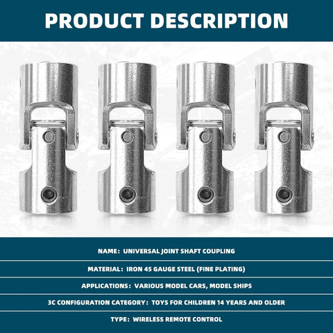 Beefy 8Mm To 8Mm Universal Joint Shaft Coupling Set With Rotatable Metal Motor Connector visible in product description