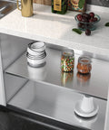 36 Inch Wide Stainless Steel Contact Paper Peel And Stick Vinyl Wrap For Countertops Tables And Appliances, 197 Inch Roll, Waterproof Oil Proof Self Adhesive, Easy Install No Fuss Seamless Silver Look used on kitchen shelf lining, displaying kitchenware and jars
