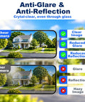Comparison of No Drills Necessary Two Pack 2K Window Security Cameras showing clear images against glare and reflections.