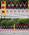Built Like A Tank Retractable Traffic Barricade Featuring Smooth Glide Pulleys And A Quick Fold Stand For Snatch And Go Crowd Control Fencing Construction Sites, displayed in open position.