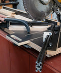Professional Grade Miter Saw Jig delivering dead nuts accurate cuts without any sweat, featuring a solid angle guide in use.