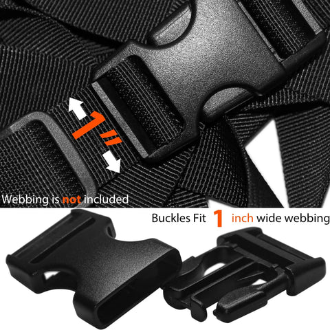 1 Inch Strap Buckles and Tri Glide Sliders Kit Heavy Duty Quick Release Buckles Dual Adjustable Includes 6 Sets and 12 Sliders for 25 mm Nylon Webbing Durable Easy to Use Great for DIY Bags and Gear