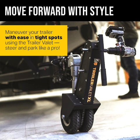 No Sweat Drill Powered Trailer Dolly With 10000 Lbs Capacity And Smart Auto Brake For Rv Boat Haulers Heavy Duty Rig Handler in use.
