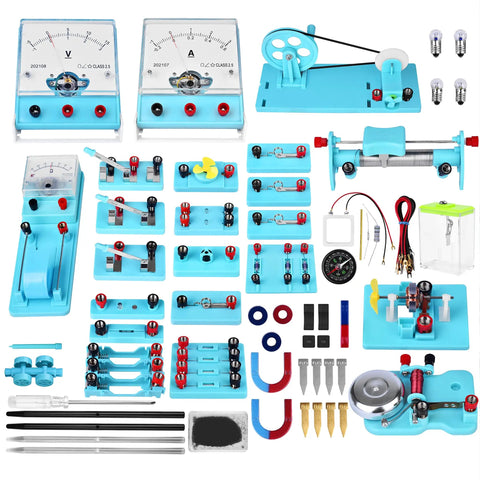 Hands On Electricity And Magnetism Kit For Kids And Students A Fun STEM Science Experiment Set with various circuit components.