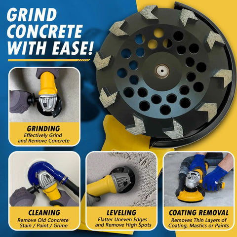 7 Inch High Performance Diamond Grinding Wheel For Concrete Paint Epoxy Mastic And Coating Removal Grit 30 40