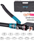 Hydraulic Battery Cable Crimper for 12AWG to 4/0AWG Range with 11 US Hex Dies Lugs Kit, Heavy Duty Crimp Tool for High Current Power Cables and Automotive Battery Leads, with case