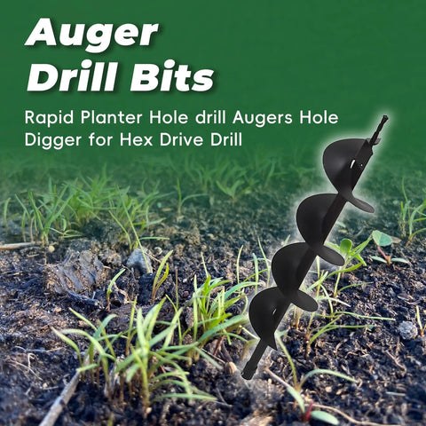 Beefy Heavy Duty Garden Auger Drill Bit 6 By 31.5 Inches Spiral Earth Auger for post holes and landscaping, in soil.