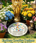 DIY Three Sizes Stepping Stone Kit With 10.5 11 And 12 Inch Concrete Molds Mosaic Tiles Carving Tools installed in garden