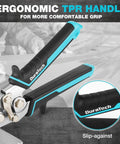 Close-up of 6 Inch Sheet Metal Bender With Ergonomic TPR Handle, Straight Jaw Hand Seaming Pliers for bending and flattening.