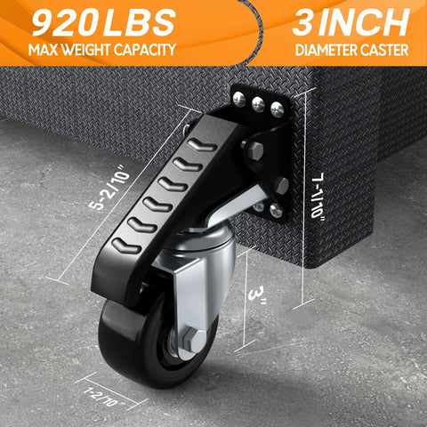 Heavy Duty Retractable Workbench Casters Set Of 4 Side Mount 3 Inch Stepdown Castor Wheels attached to table