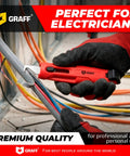 Professional Grade 2-in-1 Wire Stripper And Cable Cutter Tool With Spring Loaded Clamp for 5 to 28 mm cables in use.