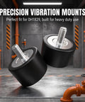 Two Pack 0H1829 Rubber Vibration Isolator Mounts 38.1mm Diameter By 25.4mm Height With M8-1.25 Threaded Studs For Industrial Gear And Home Workshop Vibration Dampening, shown with threaded studs