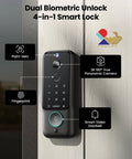 Dual Swappable Battery Smart Lock With 6 Month Power, 2K 180 Degree Camera And Video Doorbell For Front Door installed