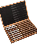 8-Piece HSS Wood Turning Tools Lathe Chisel Set With Teak Handles And Wooden Box, Pre-Sharpened 6.3-Inch High Speed Steel Blades