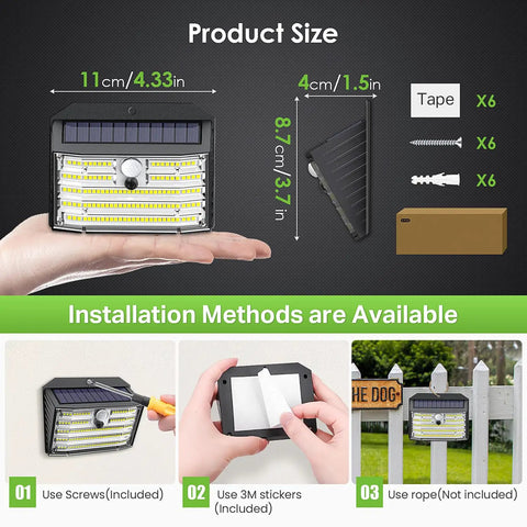 Super Bright Solar Motion Lights Outdoor With Motion Sensor, IP65 Waterproof Security Wall Lights, installation guide