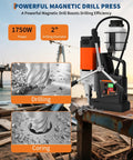 Badass Magnetic Base Drill 1750W 2 Inch Portable Power Tool Torque Monster High Speed 810 RPM Pure Copper Motor Heavy Duty Steel Boring Rig For Pros drilling steel.