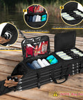 Fishing Rod Backpack Carrier For Eight Rods And Reels Heavy Duty Tackle Bag With Spacious Compartments Displayed Open