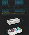 Diagram showing dimensions and components of 60V 12A DC DC Step Down Power Supply Kit With S800 Case And 800W PSU