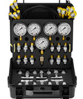 Hydraulic Pressure Test Kit With Five Gauges Thirteen Test Couplings Fourteen Tee Connectors Five Test Hoses And Tough Carrying Case