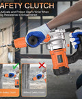 1-1/4 Inch SDS-Plus Heavy Duty Rotary Hammer Drill Workhorse with Safety Clutch and Vibration Control in action on concrete