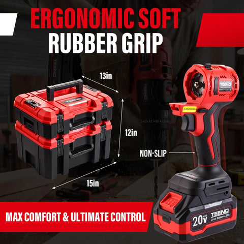 All-In-One Workhorse 20V Max Brushless Cordless Power Tool Combo Kit with case and ergonomic rubber grip handle
