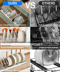 Expandable Two Pack Under Cabinet Pots And Pans Organizer with 9 Adjustable Dividers vs other lid racks in kitchen