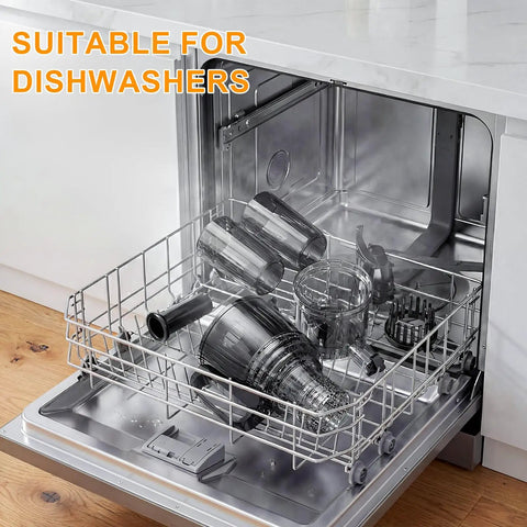 Kiamith 300W Cold Press Juicer With Huge 5.8 Inch Wide Feed Chute for easy dishwasher cleaning of components.