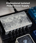 Dual Isolated Guitar Pedal Power Supply For Your Rig With Multi Voltage 9V 12V 18V And 24V Ultra Low Noise Studio Grade Isolation For Digital Effects And Analog Drive Pedals 100 240V Global Ready on pedalboard