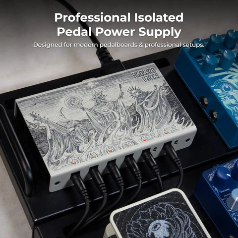 Dual Isolated Guitar Pedal Power Supply For Your Rig With Multi Voltage 9V 12V 18V And 24V Ultra Low Noise Studio Grade Isolation For Digital Effects And Analog Drive Pedals 100 240V Global Ready on pedalboard